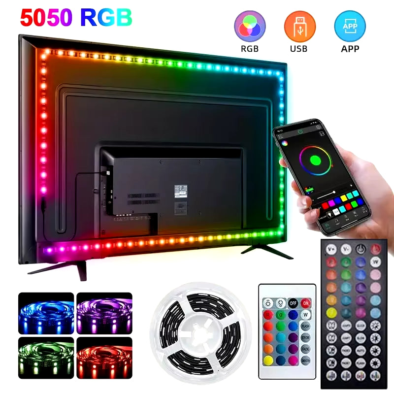 Smart Led Strip Light 5050 RGB USB 5V Bluetooth APP Remote Control Led Tape Diode Flexible Ribbon Lamp for TV Festival Backlight